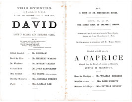 David. Herbert Waring, Estelle Burney, Alfred Bucklaw, Murray Carson, Lillian Lee, Kate Bateman. Garrick, 1892