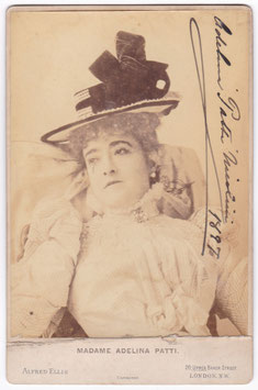 Adelina Patti. Alfred Ellis. Signed cabinet photo, dated 1897