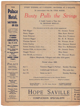 Bunty Pulls The Strings. George Tawde, Kate Moffat, Graham Moffat. Haymarket, 1911/12