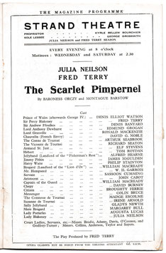 The Scarlet Pimpernel. Fred Terry, Julia Neilson, Denis Elliot Watson, Alfred Hearne, Irene Arnold. Strand, 1928/29