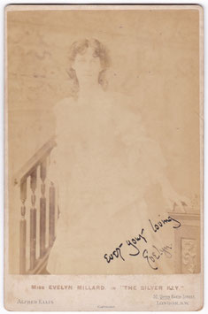 Evelyn Millard "The Silver Key" Her Majesty's Theatre, 1897, ran for 55 performances. Alfred Ellis. Signed cabinet photo