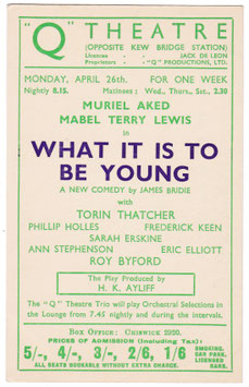 What It Is To Be Young. Muriel Aked, Mabel Terry Lewis. Q Theatre