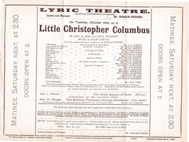 Little Christopher Columbus. May Yohe, E J Lonnen, Eva Moore, Mimi St Cyr, Harry Parker, Henry Wright. Lyric, 1893/94
