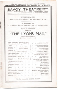 The Lyons Mail. Martin Harvey, Edmund Gwenn, Mary Gray, Muriel Martin-Harvey, Nina De Silva, J Fisher White. Savoy, 1930