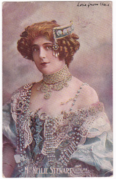 Nellie Stewart. Signed album page and 2 unsigned postcards