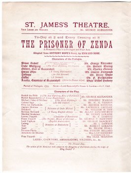 The Prisoner Of Zenda. George Alexander, Herbert Waring, W H Vernon, Arthur Royston, Allan Aynesworth, Robert Loraine, Evelyn Millard, Olga Brandon, Lily Hanbury. St James's, 1896