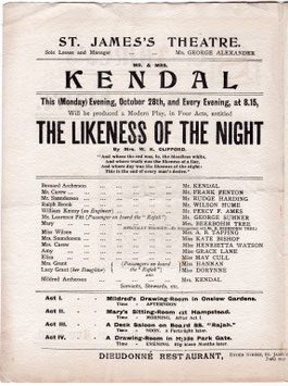 The Likeness Of The Night. William Kendal, Frank Fenton, Maud Tree, Kate Bishop, Henrietta Watson. St James's, 1901