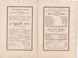 A Night Off; or, A Page From Balzac. James Lewis, John Drew, Charles Leclercq, Isabel Irving, Ada Rehan. Lyceum, 1891
