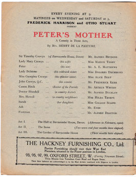 Peter's Mother. Alfred Brydone, Marion Terry, A E Matthews, Alice Beet, Frederick Kerr, Arthur Whitby. Haymarket, 1907