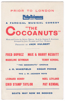 The Cocoanuts. Empire, Sheffield. 1928