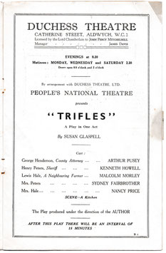 Windows: Trifles: Arthur Pusey, Mabel Terry Lewis, Hermione Baddeley, Sydney Fairbrother, Nancy Price. Duchess, 1932