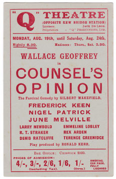 Counsel's Opinion. Wallace Geoffrey. Q Theatre, 1935