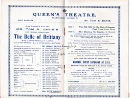The Belle Of Brittany. George Graves, Walter Passmore, Maudi Darrell, Millie Legarde, Ruth Vincent. Queen's, 1908-09