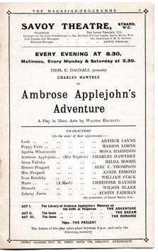 Ambrose Applejohn's Adventure. Arthur Fayne, Marion Lorne, Mona Harrison, Charles Hawtrey, William Stack. Savoy, 1922/23