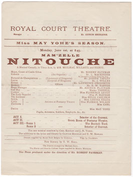 Mam'zelle Nitouche. May Yohe, Lawrence Grossmith, Arthur Playfair. Louis Mackinder, Robert Pateman. Court, 1896