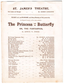 The Princess And The Butterfly: or, The Fantastics. George Alexander, H B Irving, C Aubrey Smith, H V Esmond, Mabel Hackney, Julia Neilson, Fay Davis. St James's, 1897