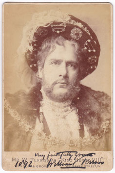 William Terriss as King Henry VIII. Performed at the Lyceum Theatre, 1892, and ran for 204 performances. Window & Grove. Signed cabinet photo, dated 1892