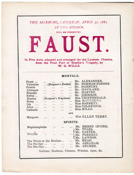 Faust. Henry Irving, George Alexander, Ellen Terry, Frank Tyars, Norman Forbes, Martin Harvey. Lyceum, 1887