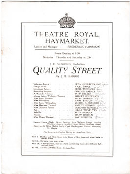 Quality Street. Fay Compton, Hilda Trevelyan, Nigel Bruce, Leon Quartermaine. Haymarket, 1921/22