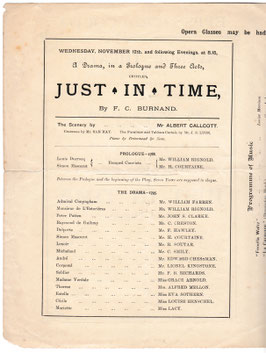 Just In Time. William Farren, William Rignold, John S Clarke, Edward Chessman, Grace Arnold, Louise Henschel. Avenue, 1884