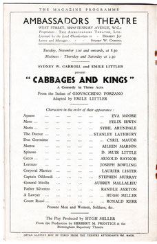 Cabbages And Kings. Cyril Maude, Felix Irwin, Eva Moore, Aileen Marson, Sybil Arundale, Ronald Kerr. Ambassador's, 1933