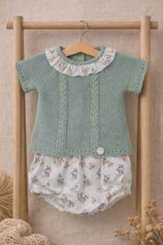 PRIM BABY 2 teil. Preemie Feinstrickset mit Safarimuster Nr.844/FA50