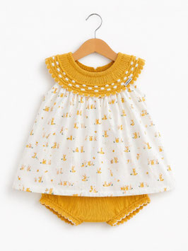 VISI Bezauberndes Babyset in Senfgelb mit Hasenprint Nr.OMS26/26