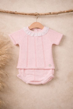 PRIM BABY 2 teil. Preemie Feinstrickset mit weißen Kragen Nr.839/FA50