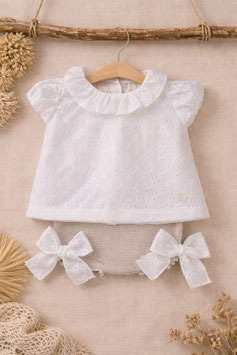 PRIM BABY 2 teil. Preemie Outfit mit Rüschenbluse Nr.852/FA52