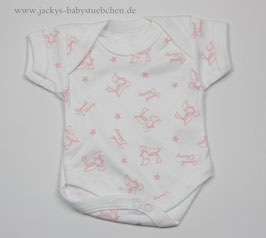 Baby Frühchenbody weiß mit rosa Storchenmuster Gr.42 Nr. 709