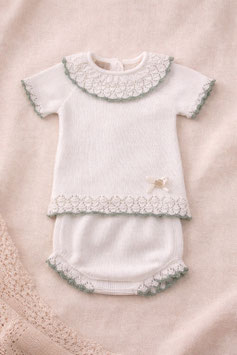 PRIM BABY 2 teil. Preemie Feinstrickset mit Kragen Nr.837/FA50