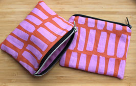 Minigeldbeutel pink/orange mit Streifen