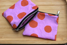 Minigeldbeutel pink/orange mit Punkten