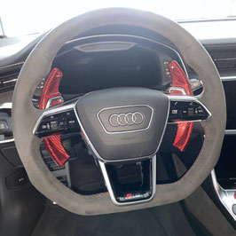 AB Schaltwippen passend für Audi Q8, SQ8, RSQ8 4M - Carbon Look Rot - Variante 2