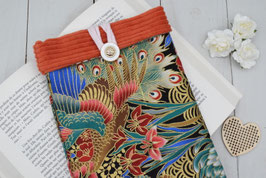 Housse livre de poche tissu Japonais Paon