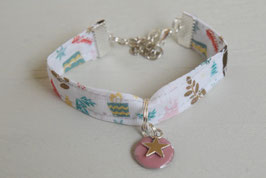 Bracelet enfant liberty breloque étoile & rose - idée cadeau anniversaire noël fille bijou artisanal