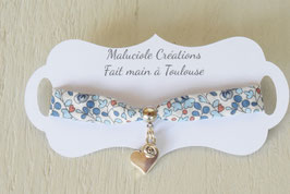 Bracelet enfant liberty eloise bleu et coeur - idée cadeau anniversaire noël
