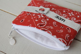 Porte monnaie enfant broderie prénom Tissu bandana rouge