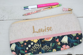 Trousse école Lin printemps avec prénom à personnaliser