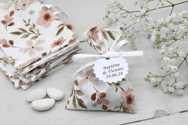 Lot de 14 sachets pour dragées tissu Feuillage - EN STOCK envoi sous 48 h
