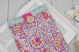 Housse livre de poche tissu Indien rose fuchsia