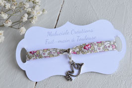 Bracelet liberty Eloïse rose colombe argenté pour baptême, première communion, confirmation