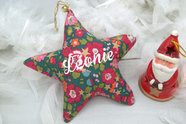 Étoile de Noël Personnalisée en Tissu Liberty Betsy Star – Prénom Pailleté