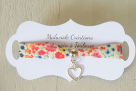 Bracelet enfant liberty phoebe corail breloque coeur - idée cadeau anniversaire noël