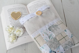 Housse livre de poche Patchwork vert velours dentelle