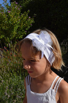 bandeau bébé baptême papillon blanc organza création fait-main accessoire cheveux enfant  baptême