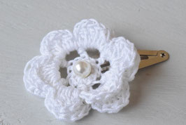 Barrette fleur crochet bohème blanche