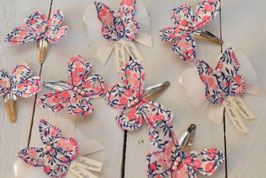 Barrette papillon liberty whiltshire corail pois de senteur