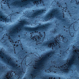 Stretch toweling animals blue