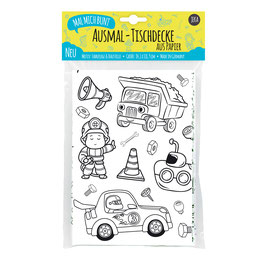 Ausmal-Tischdecke aus Papier “Fahrzeuge&Baustelle” / Nappe en papier à colorier "véhicules&chantier"